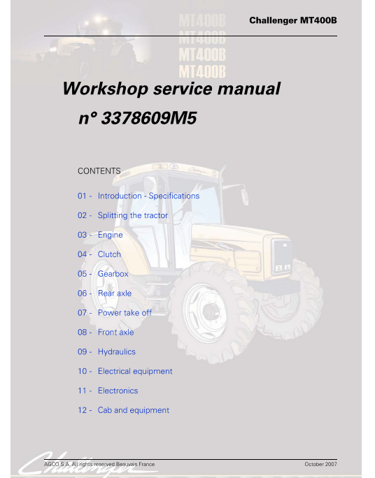 Challenger tractor service manual MT425B MT445B MT455B MT465B MT475B