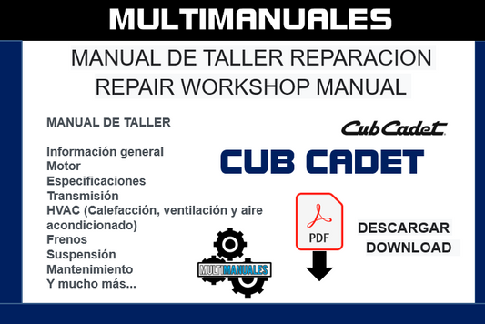 Manual de taller y reparación del tractor con caja de acero y plataforma de polietileno Cub Cadet 4x2 6x2 para vehículos utilitarios